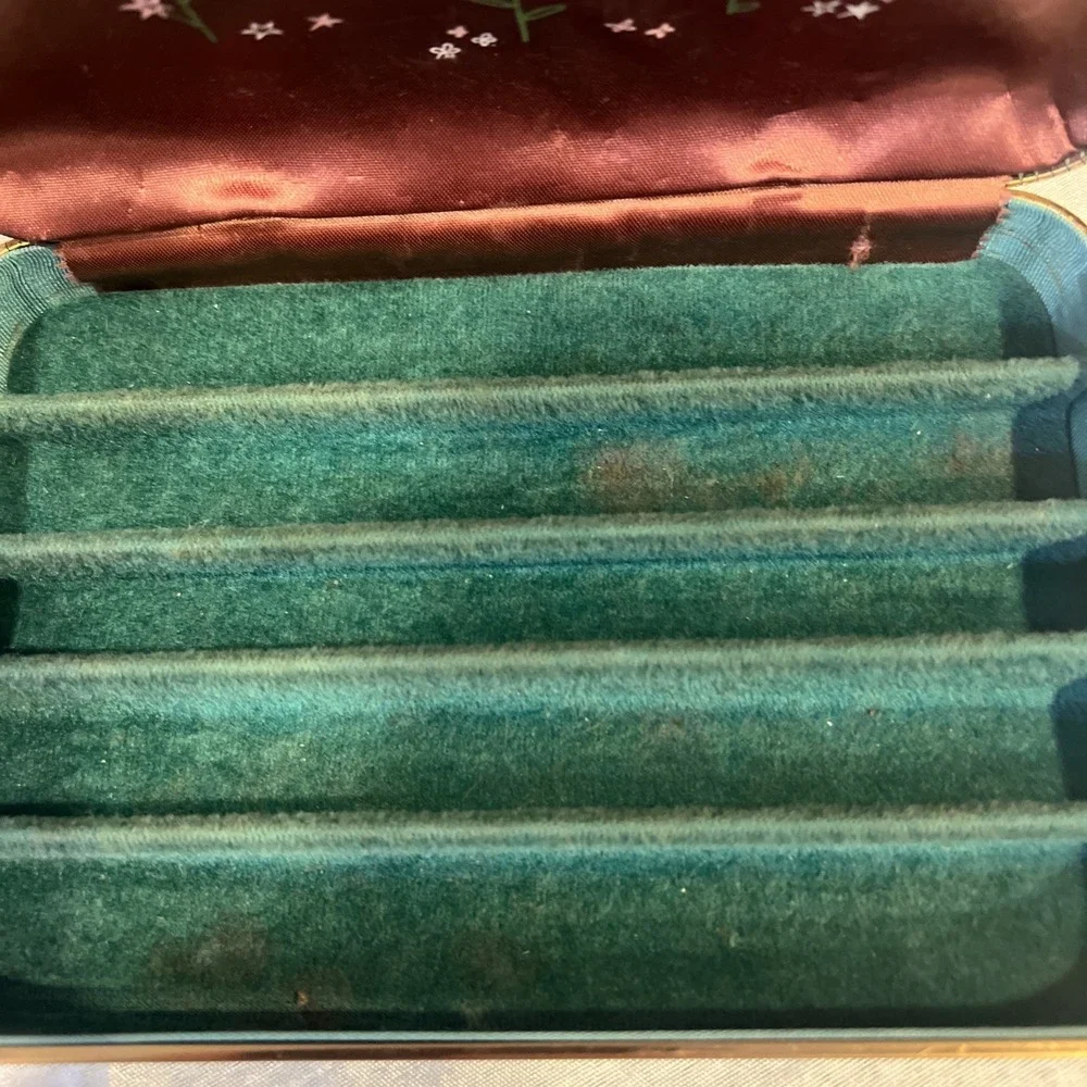 Farrington Vintage Clamshell Jewelry Case 60s Travel USA Classic Green 6.5